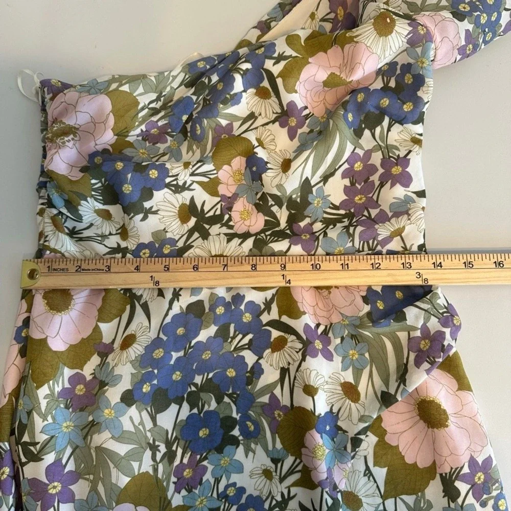 ASTR The Label‎ Santorini Dress One Shoulder Asymmetrical Midi Floral Size S